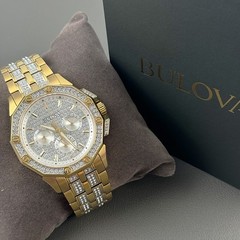 Bulova Octava 98C126 Crystal White Dial Men&rsquo;s Quartz Watch Gold-Tone