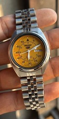Seiko 5 Automatic 21 Jewels Japan Made Yellow Dial Watch For Mens