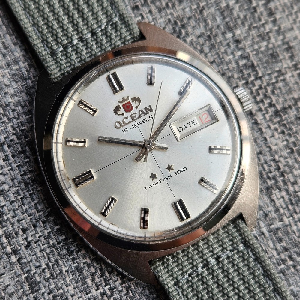 Vintage Orient Ocean Twin Fish 306D 18 Jewels Day Date Automatic Men&rsquo;s Watch