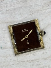 Vintage Must De Cartier Tank Manual Wind Brown Turtle Shell Dial 20.5x28mm SMALL