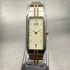 Citizen Watch Women 13mm Cream Dial Two Tone Rectangle 5421-891484 New Battery