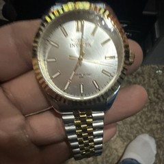 Invicta Men’s Silver Dial Two-Tone Bracelet Fluted Bezel Quartz 50m 40-43.9mm