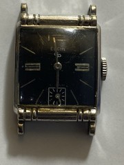 Vintage Elgin 10K RGP Manual Wind Up Tank Watch Face 22mm (Works)