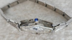 Art Deco Manfred 18KT White GF Mechanical Windup Ladies Watch-16 Jewels -WORKS
