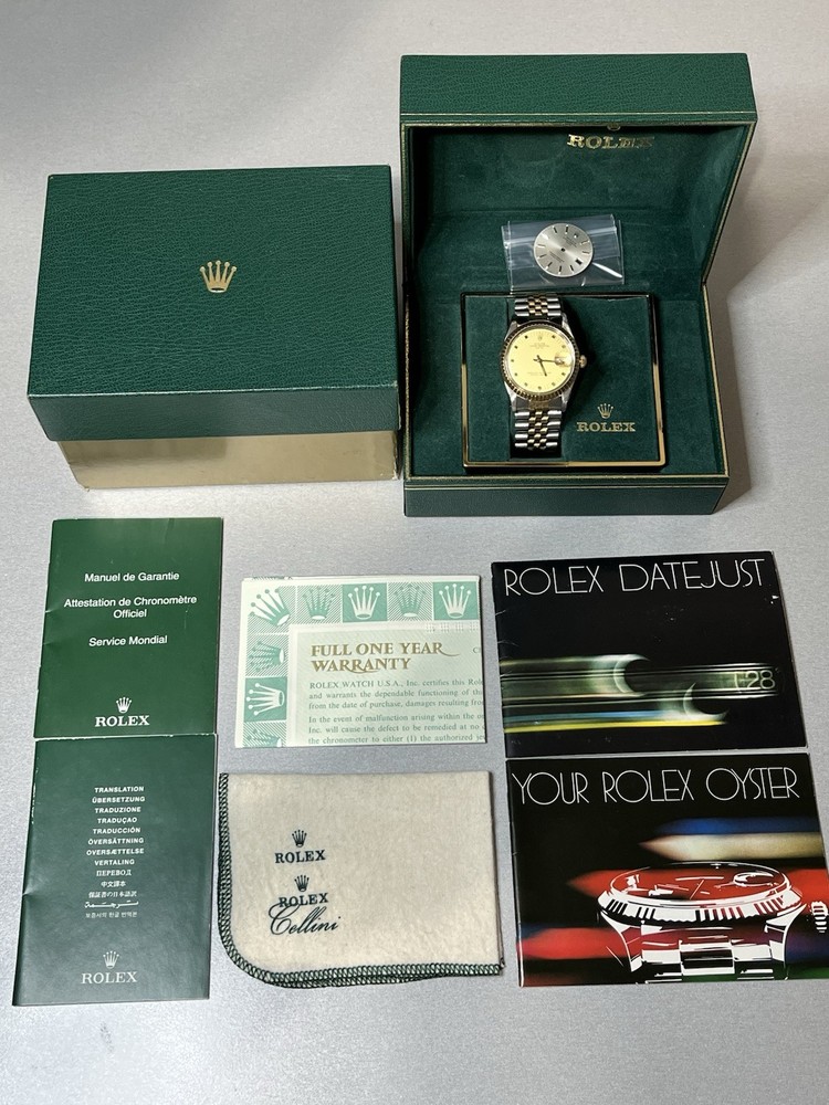 ROLEX ♛ Oyster Perpetual Date 15053* SS & 18K B & P&rsquo;s With Extra Dial ~Preloved