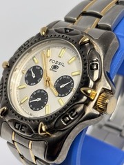Fossil Blue Men&rsquo;s Quartz Two-Tone Stainless Bracelet Watch 165ft Day/Date 24H