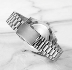 Men Beveled White Dial Business Watch Stainless Steel Quartz Luminous Wristwatch