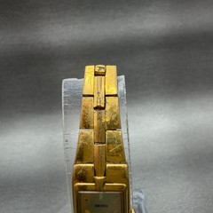 Seiko Tank Watch Women 13mm Champagne Dial Gold Tone Rectangle 2e20-7479 NewBat3