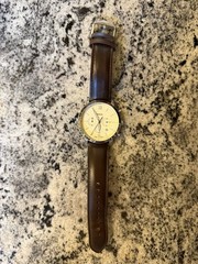 Fossil FS5380 Neutra Men&rsquo;s Chronograph Watch 44mm Cream Dial Brown Leather Strap