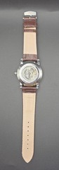 Automatic Mechanical Dress Watch 40mm Silver Roman Dial Brown Leather Gold
