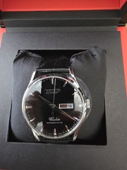 Tissot Visodate Powermatic 80 Men Automatic Black Dial Day-Date Leather Watch