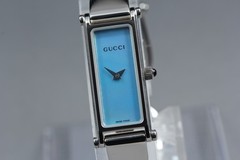 [Near MINT w/Box Paper] GUCCI 1500L 13mm Blue Dial Bangle Quartz Women&rsquo;s Watch