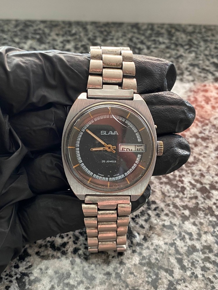 Vintage Slava USSR Watch 1970s Soviet mechanical Original Wristwach Rare