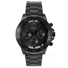 FOSSIL Bannon Mens Multifunction Watch Black Dial Day Date Stainless Steel Band