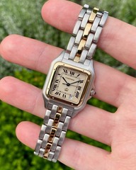 1990s Cartier 8394 Panthère Date Medium 1 Row 2 Tone RARE Jordanian Crown Dial