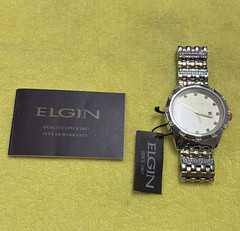 Elgin mens Quartz Analog Date WR 100m Two-Tone Bracelet 42mm