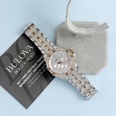 Men&rsquo;s Bulova 98C133 Octava Crystal White Dial Stainless Quartz Watch 41.5mm