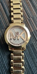 Michael Kors Gold Tone MK Logo Crystal Dial Bracelet Watch
