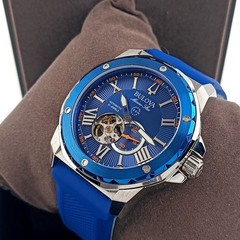 Bulova Marine Star 98A303 Blue Dial Rubber Strap Automatic Men&rsquo;s Watch 44 mm