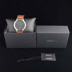 Brand New Citizen men&rsquo;s watch 40mm matte black solar stylish leather strap water