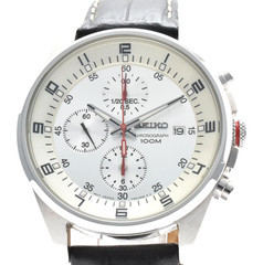 [Exc+5]SEIKO 7T92-0MF0 40mm Quartz Vintage Silver Dial Chronograph 100m Watch