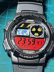 AE-1000 digital watch modified with nuclear/radiation filter. *USED*
