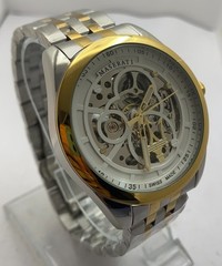 Refurbished Luxury Two-Tone Maserati Skeleton Dial Automatic Men&rsquo;s Wristwatch