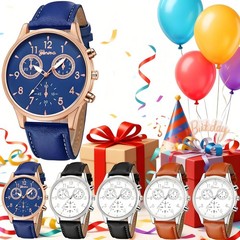 dayutech 12 Pack Men&rsquo;s Leather Quartz Watch Geneva Casual Dress Multicolor