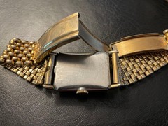 RUNS Elgin 673 Gold Filled Tank w/ GEMEX Beads of Rice BOR 16mm Art Deco Band