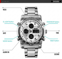 SKMEI Men Quartz Watch LED Digital Steel Wristwatch Casual Business Male Watches