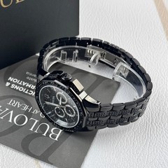 Bulova Men&rsquo;s Crystal Octava Black Pave Dial Chronograph Quartz Watch 98C134