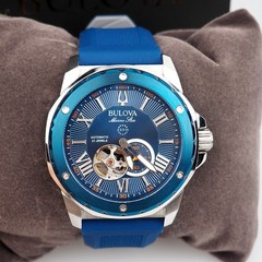 Bulova 98A303 Marine Star Blue Dial Rubber Strap Men&rsquo;s Automatic Watch 44 mm