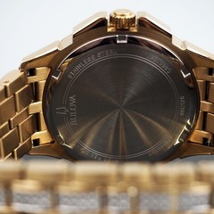 Men&rsquo;s Bulova Octava Crystal Gemmed Dial Gold Stainless Steel Quartz Watch 98C126