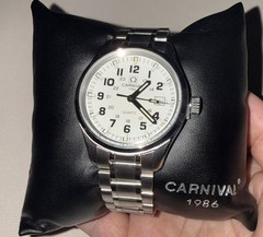 Carnival 1986 Men&rsquo;s Quartz Analog Date Watch White Dial Silver Steel Bracelet