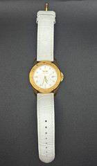 Invicta Pro Diver Quartz 50m Gold Case White Dial Date White Leather Strap
