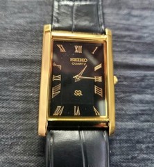 Slim GOLD Black Dial New Batt & Movt Men&rsquo;s Tank Dress Watch USA Seller *