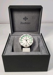 Zodiac Super Sea Wolf Diver Automatic White Teal Dial Rubber Watch ZO9309 $1589