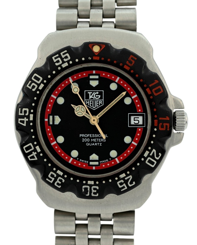 Tag Heuer 35mm Men&rsquo;s Formula 1 Black/ Red Stainless F1 Watch 494/3 Ref: WA1214!
