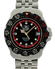 Tag Heuer 35mm Men&rsquo;s Formula 1 Black/ Red Stainless F1 Watch 494/3 Ref: WA1214!