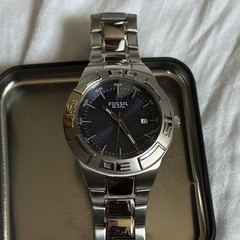 Fossil Men&rsquo;s Quartz Analog Watch Black Dial Silver Steel Bracelet Date w/Box
