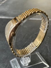 RUNS Elgin 673 Gold Filled Tank w/ GEMEX Beads of Rice BOR 16mm Art Deco Band