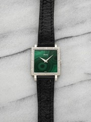 Vintage 1970s Piaget 937 Square Hobnail 18K WG Malachite Dial Manual 30mm