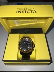 Invicta Men&rsquo;s Watch Quartz Black Steel Rose Gold Bezel 51mm NWT