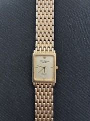 Jules Jurgensen Quartz Rectangular Gold-Tone Watch Champagne Dial – 364 7126