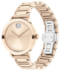 MOVADO BOLD 3601107 ROSE GOLD DIAL & STAINLESS STEEL BRACELET 34MM WOMENS WATCH