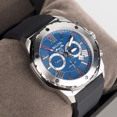 Bulova Marine Star 98B258 Blue Silicone Strap Chronograph Men&rsquo;s Quartz Watch