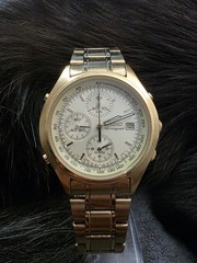 VINTAGE SEIKO CHRONOGRAPH with ALARM 7T32-7D88 Gold tone « NEW BATTERY »