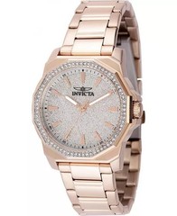 Invicta Angel Women’s Quartz Rose Gold Bracelet Watch Glitter Dial Fixed Bezel