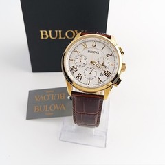 Bulova Wilton 97B169 White Dial Brown Leather Men&rsquo;s Quartz Watch 46.5mm New