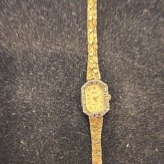 VTG Geneva Quartz Watch Women Ruby Diamonds Gold Tone Nugget New Battery 6.75&Prime;